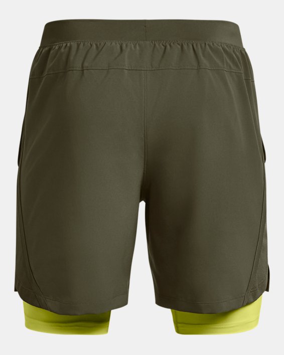 Men's UA Launch Run 2-in-1 Shorts in Green image number 6